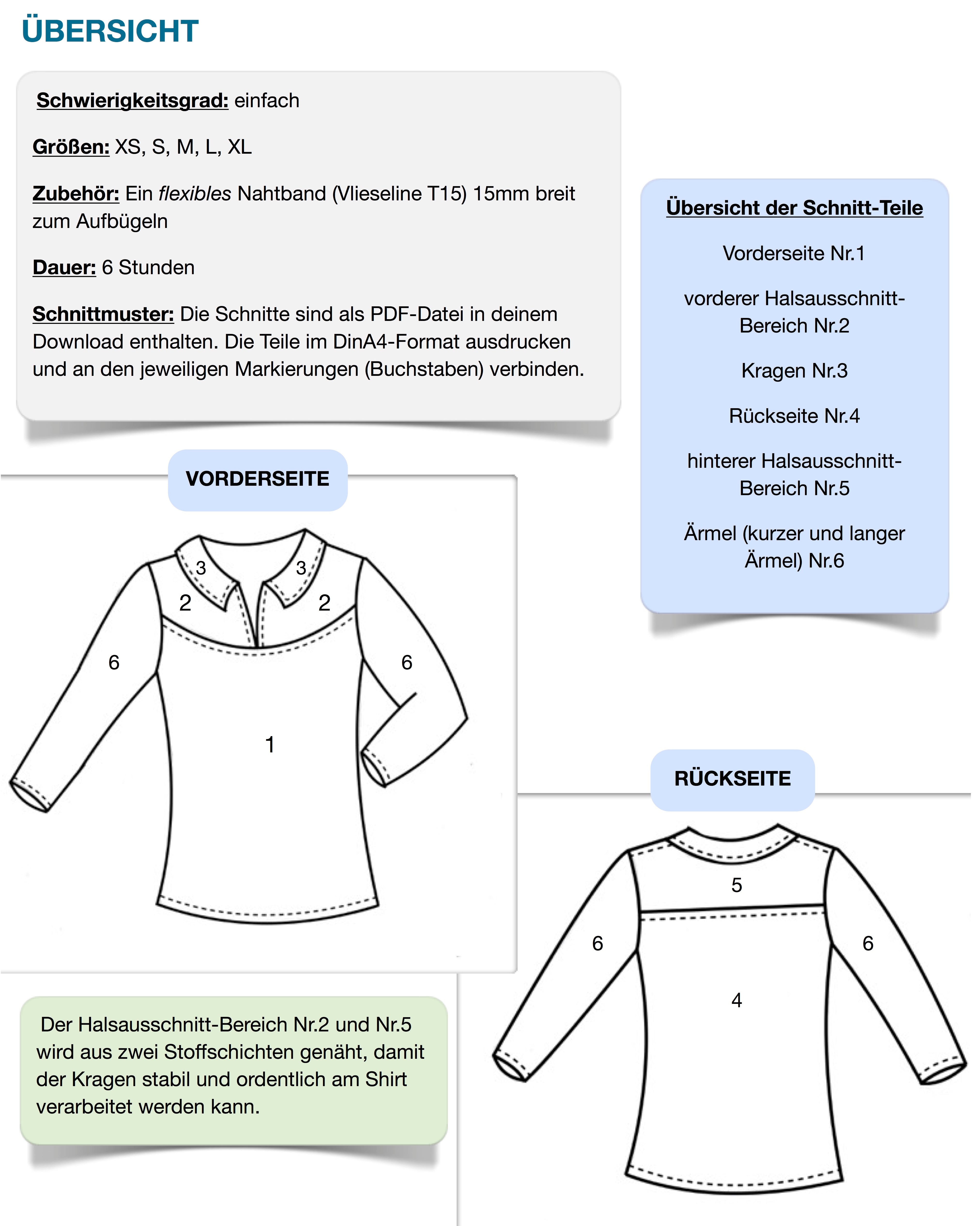 Kragen-Shirt Vicky Nähanleitung und Schnittmuster